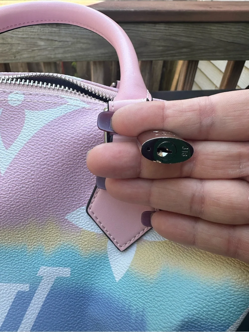 Pink Multi-Color Gradient Monogram Satchel - Picture 7 of 7